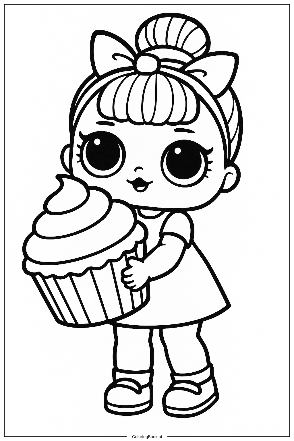Página para colorir de Lol Doll E Seu Cupcake Favorito