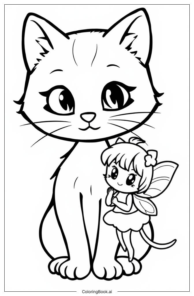  Página para colorear de Kitty y Hada Pequeña 