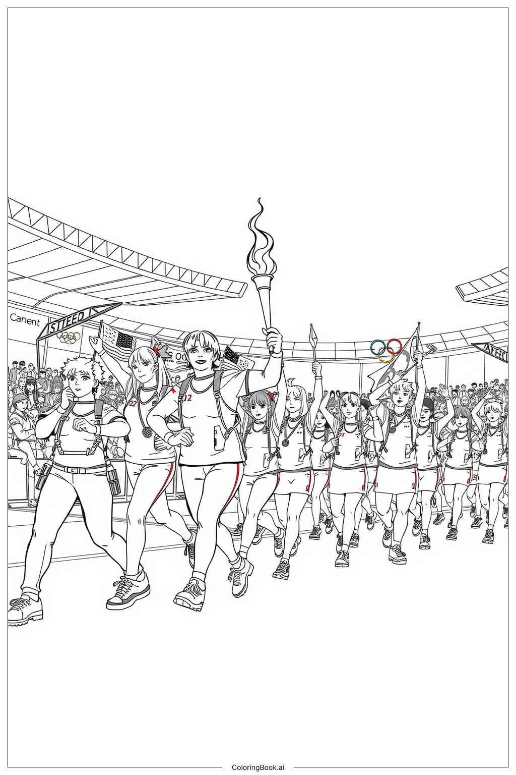  Page de coloriage Cérémonie d'ouverture des Jeux Olympiques 