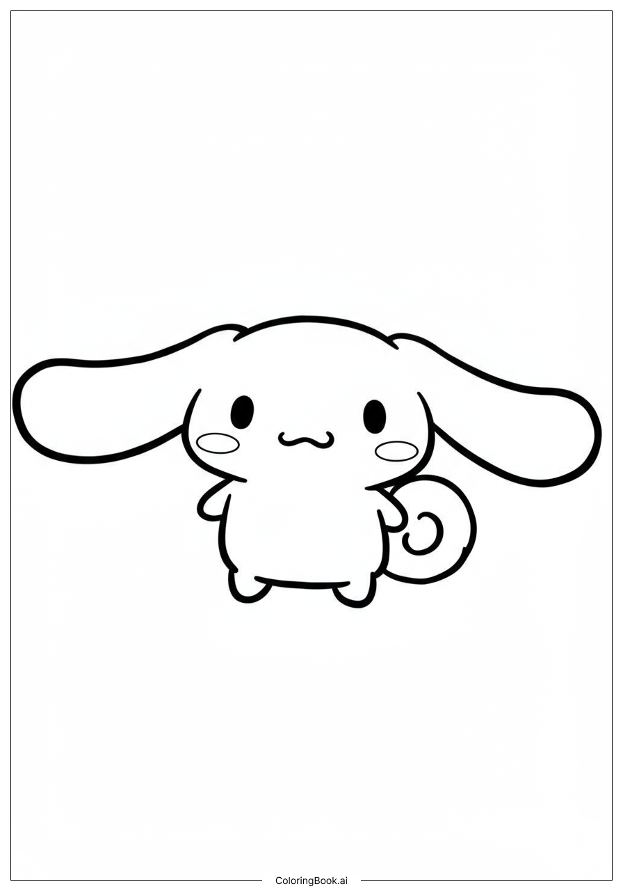  Page de coloriage Cinnamoroll Forme de Queue Bouclée 