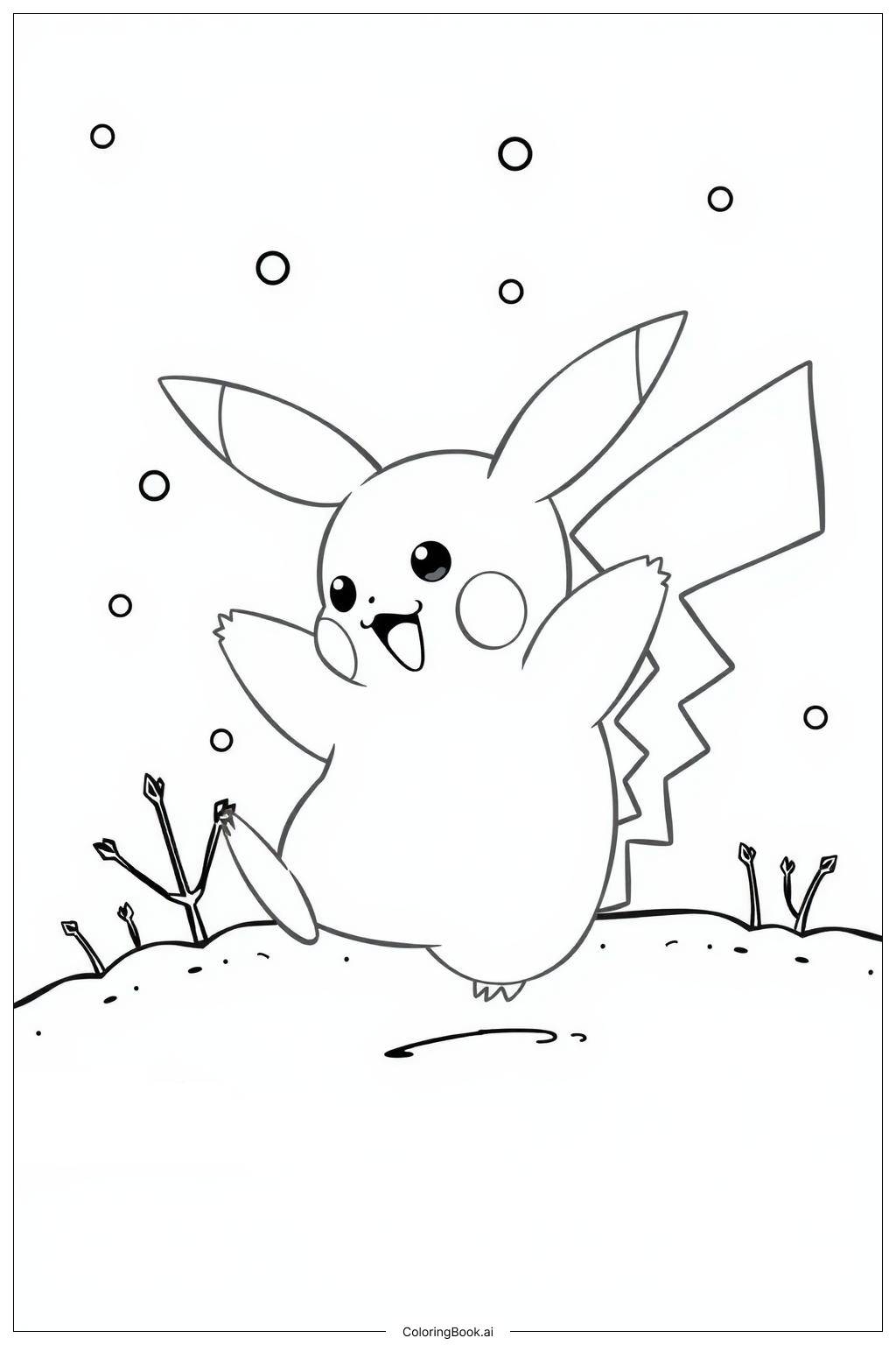  Pikachu in Winter Wonderland Coloring Page 