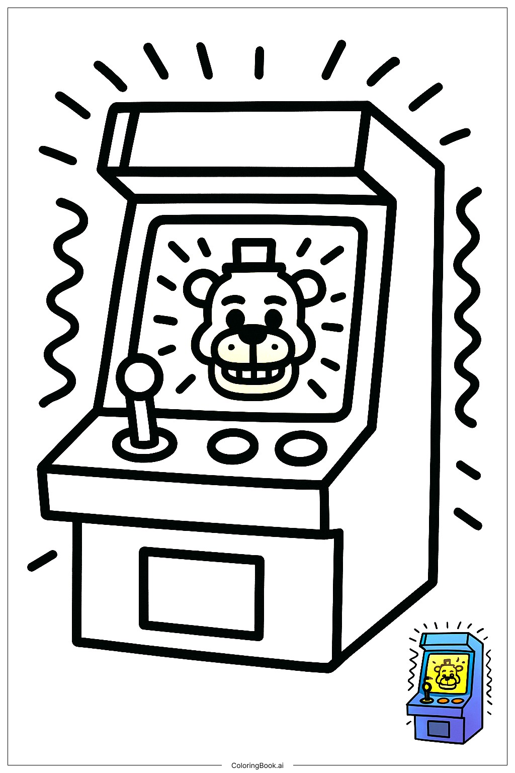  FNAF 아케이드 머신 빛나는 색칠공부 페이지 