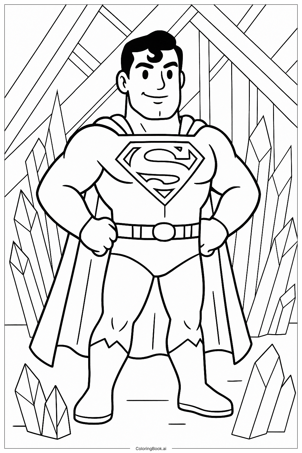  Página para colorear de Superman en la Fortaleza de la Soledad 