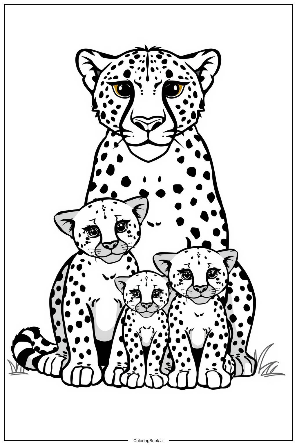  cheetah family gathering Coloring Page 