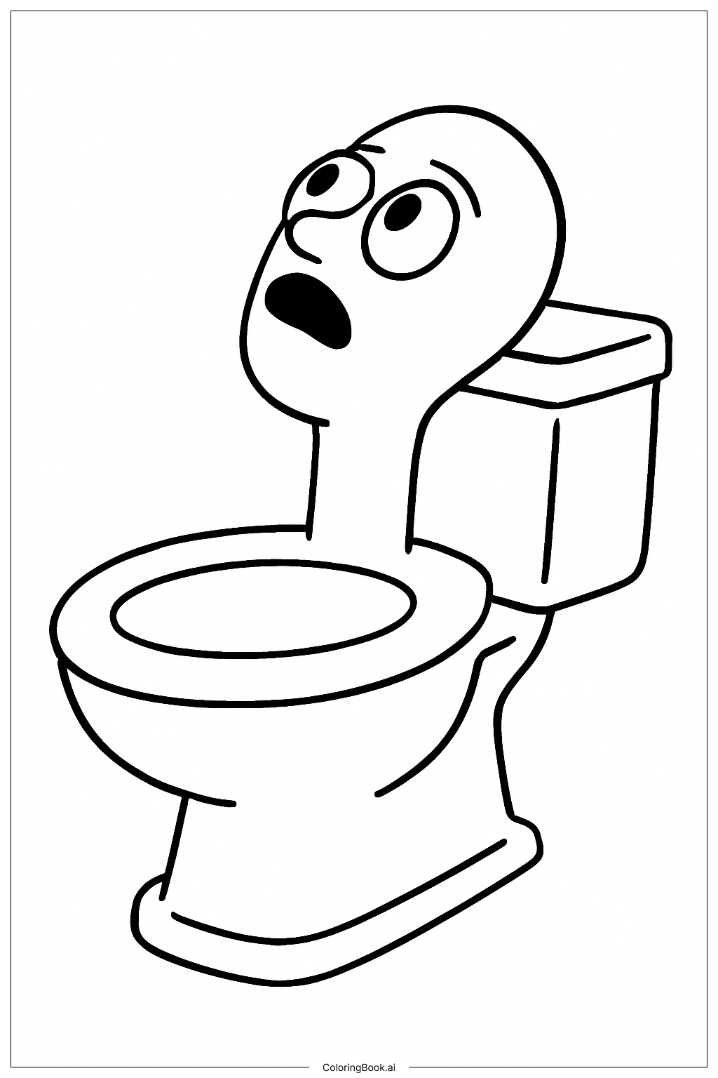  Page de coloriage Toilette Skibidi Regardant vers le Ciel 