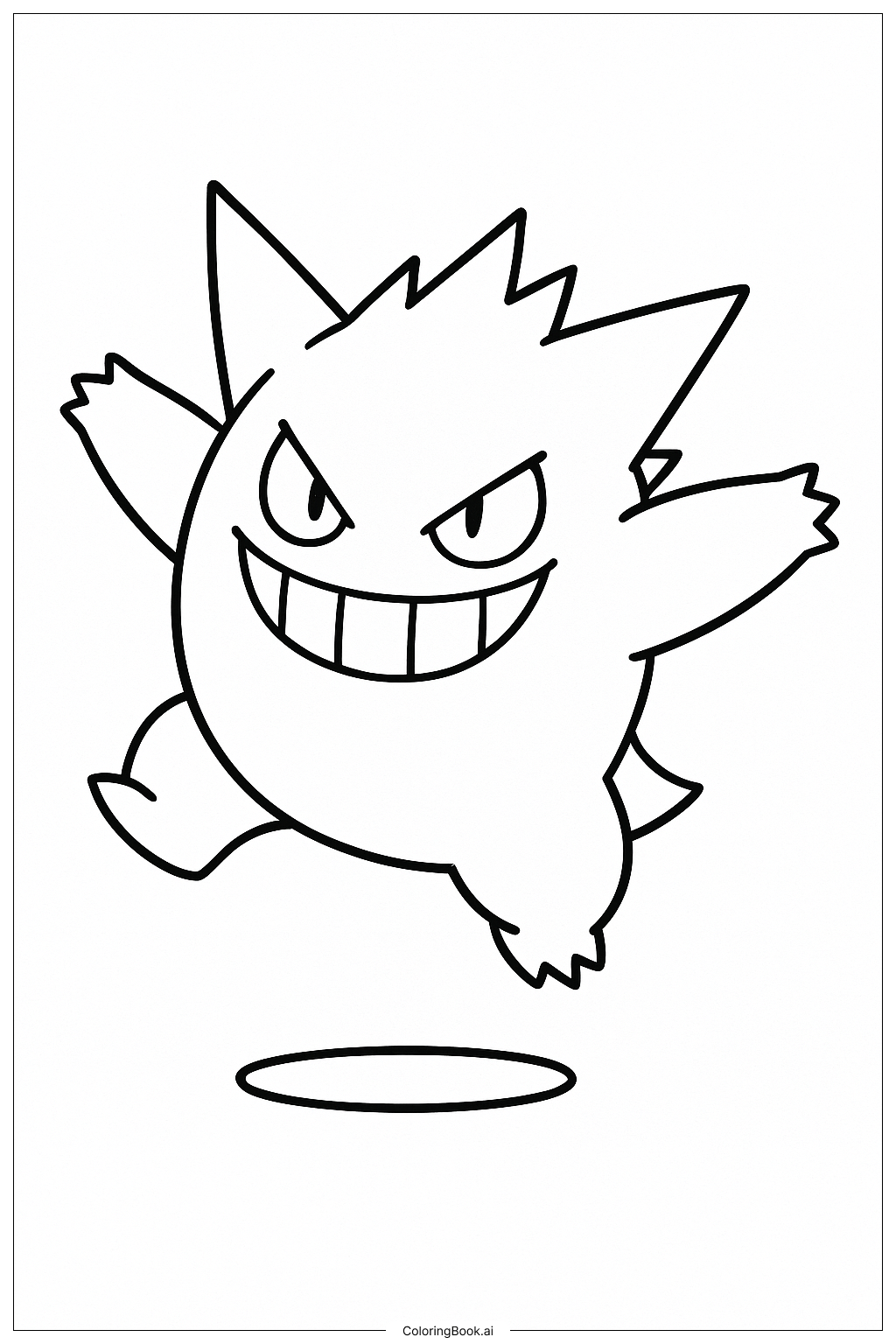  Page de coloriage Un Gengar enjoué en plein saut 