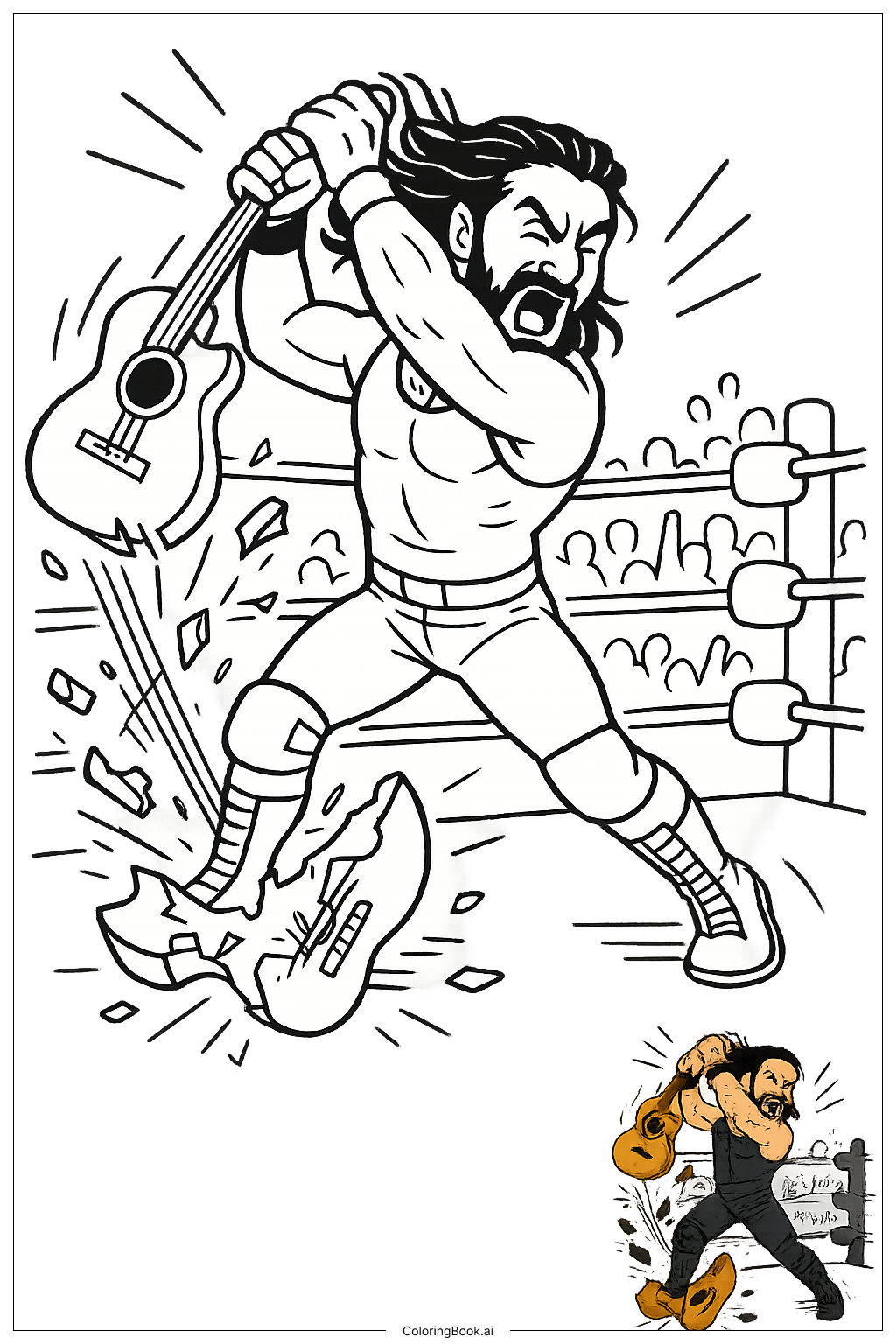Trang tô màu Seth Rollins Đập Đồ Guitar