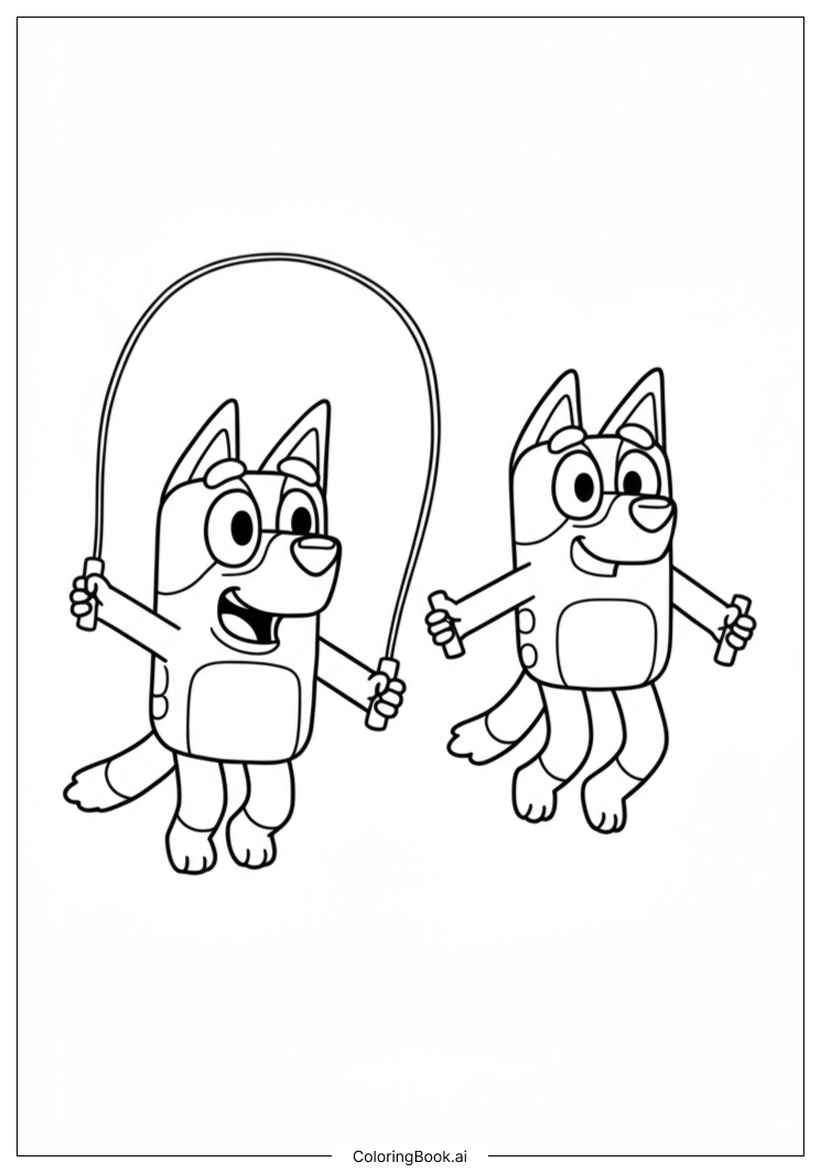  Bluey Friends Jumping Rope Coloring Page 