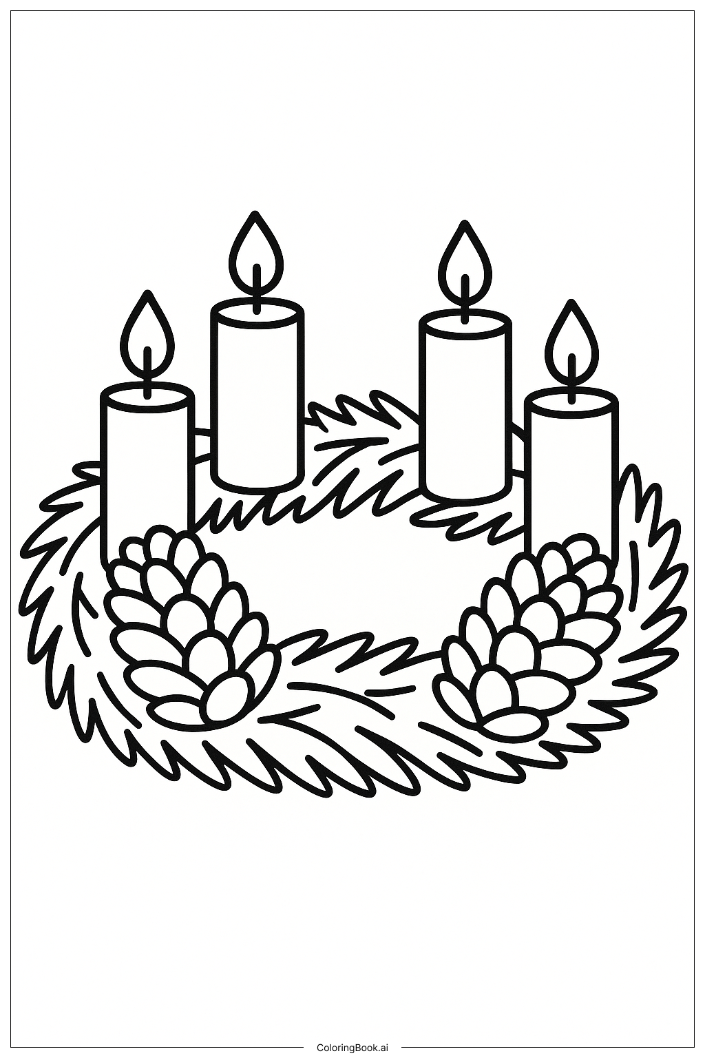  Advent Wreath with Pinecones Ausmalseite 