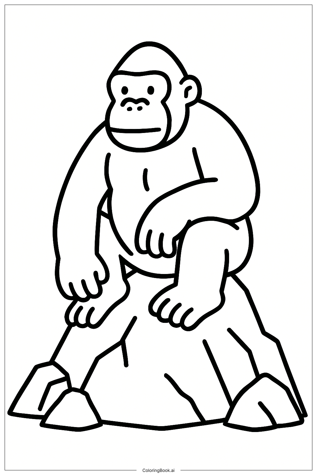  King Kong Sitting on a Mountain Top Coloring Page 