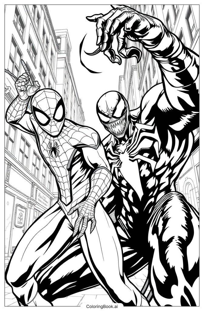  venom vs spiderman scene Coloring Page 