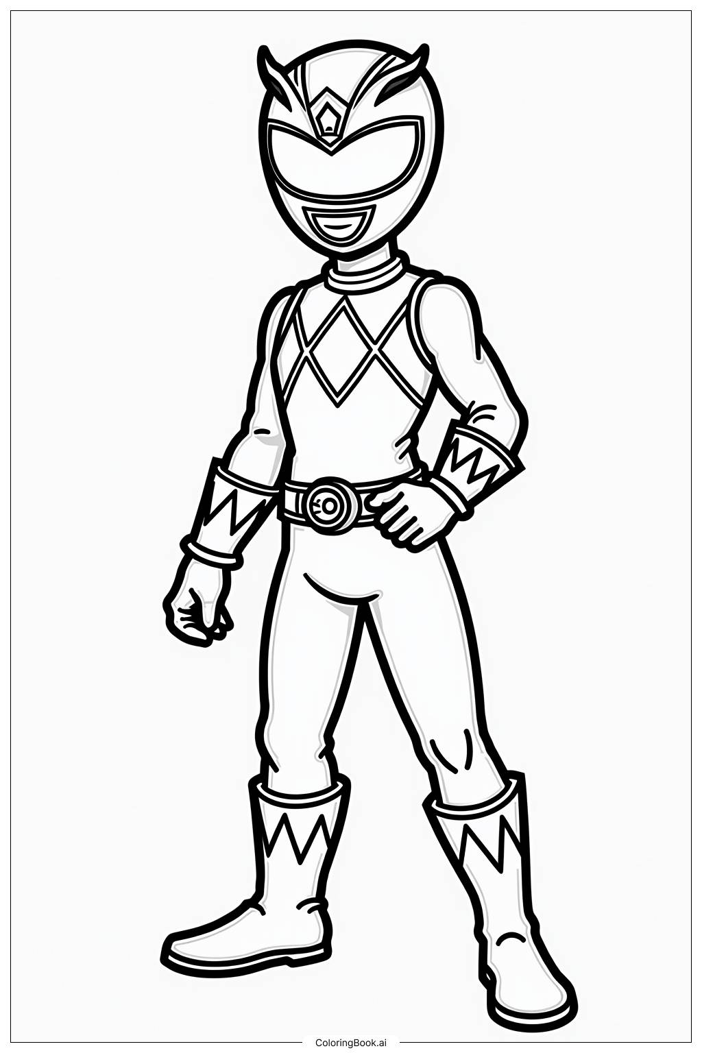  Page de coloriage Ranger Rose en Position de Combat 