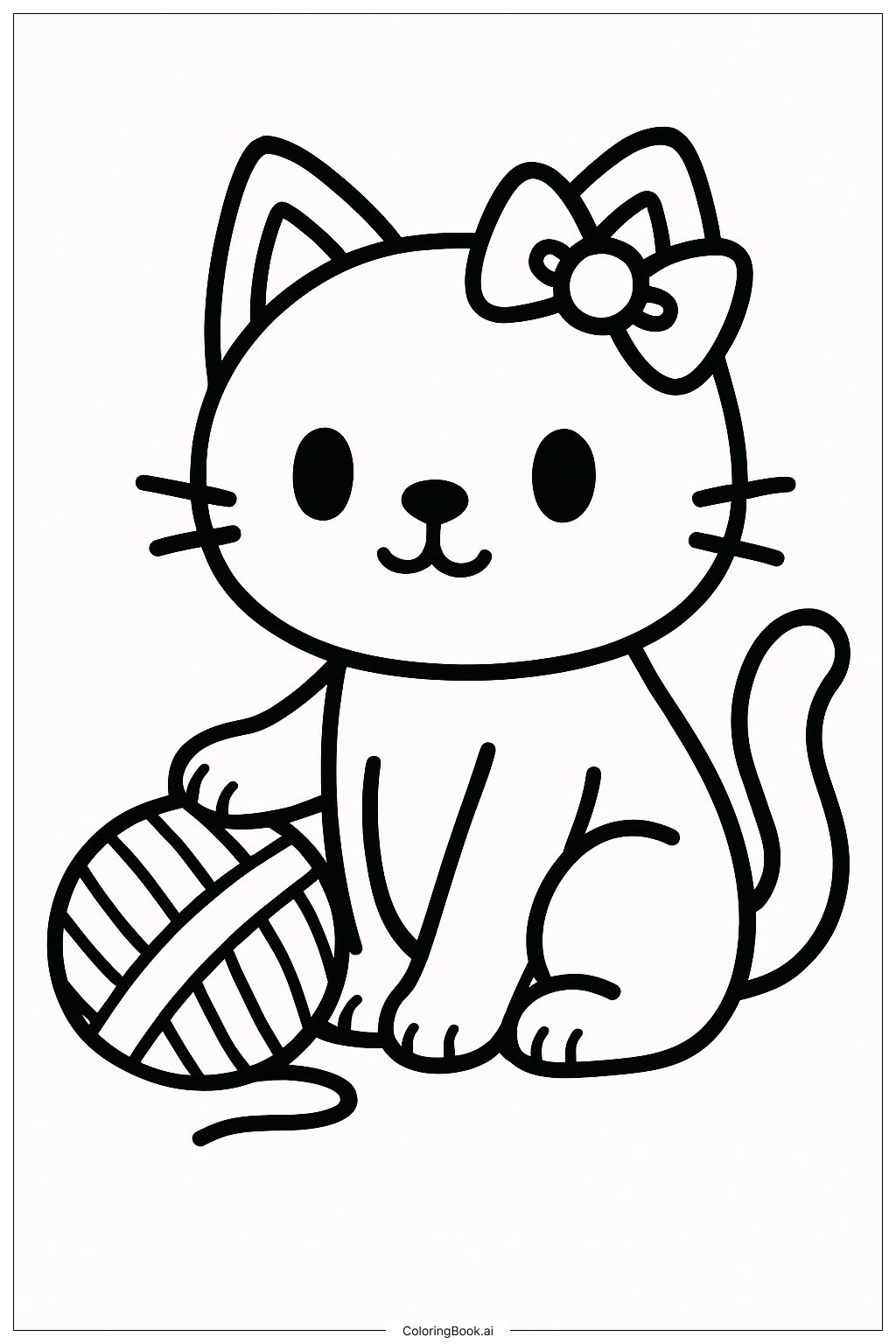  Gabby Cat Sitting With A Ball Of Yarn Coloring Page 