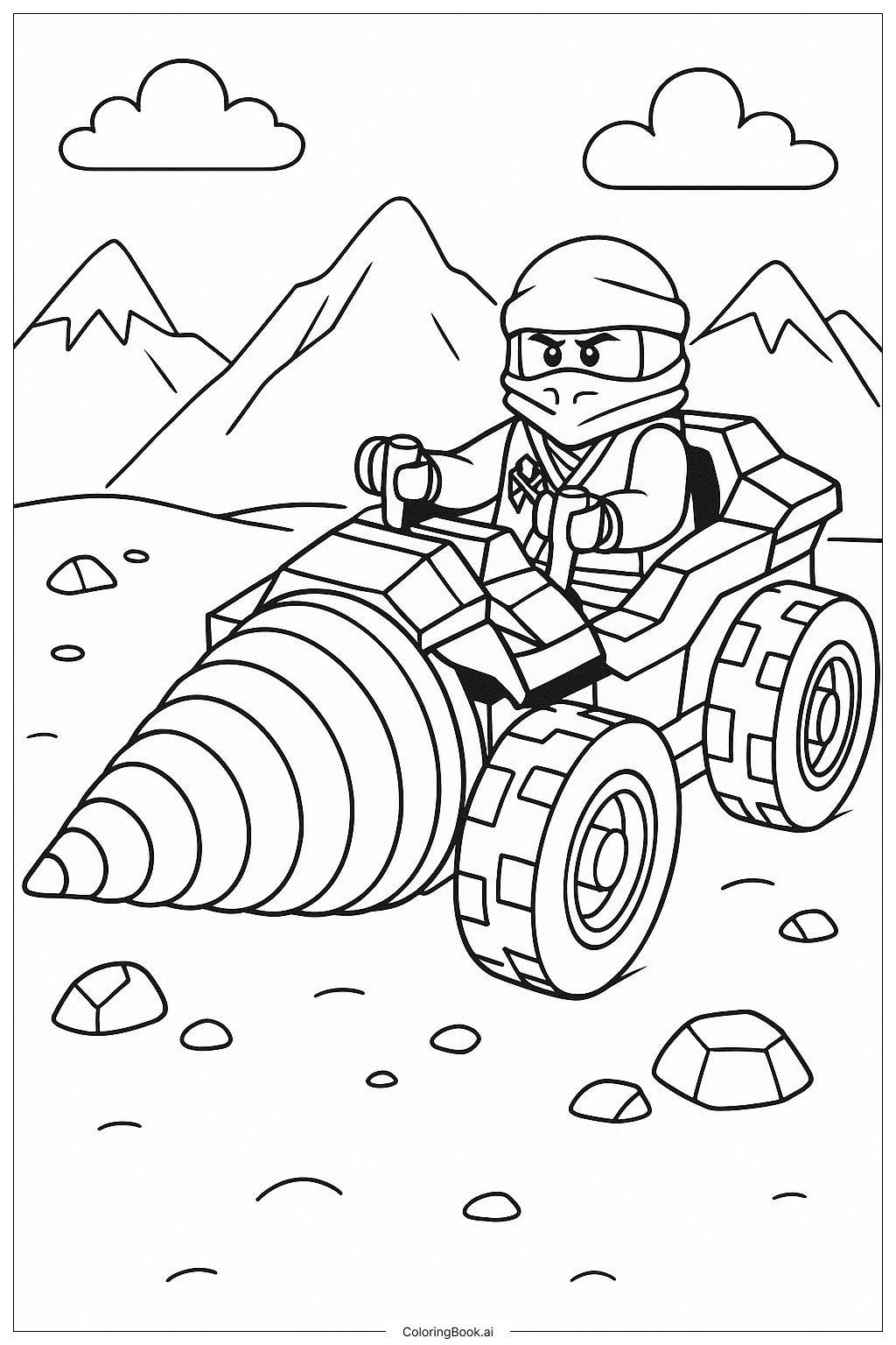  Ninjago Cole's Earth Driller Vehicle Ausmalseite 