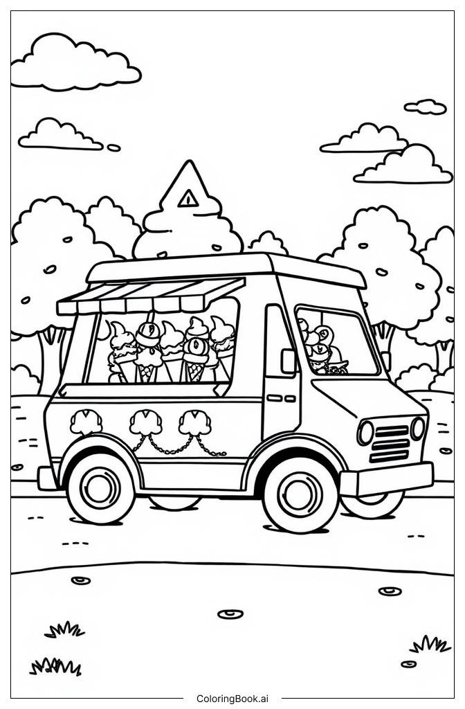  Page de coloriage Camion de Glaces 