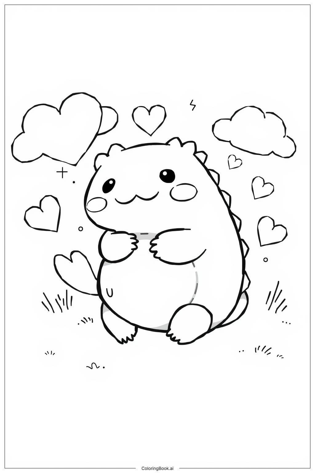  Page de coloriage Squishmallow Axolotl Cœur 