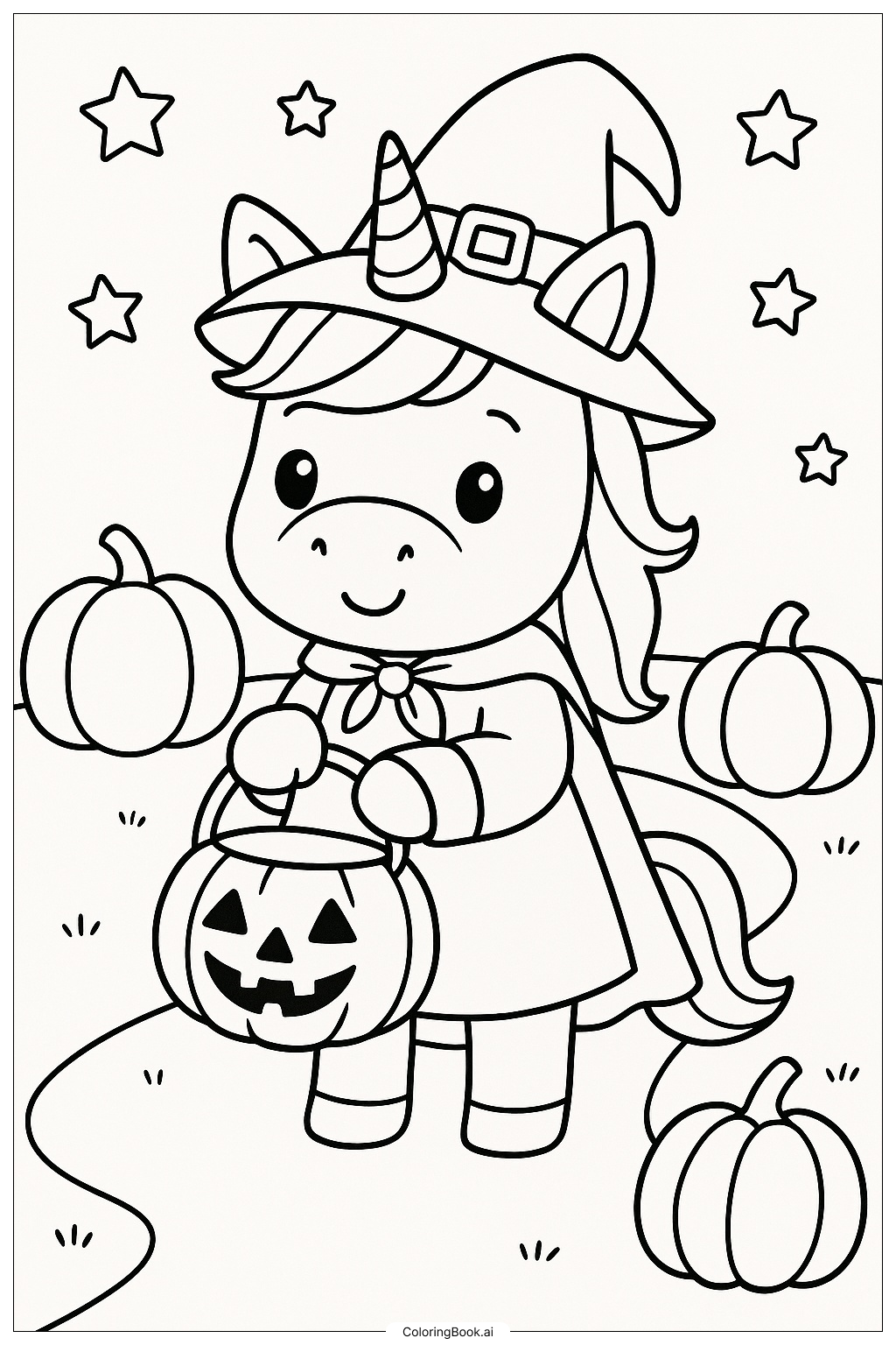 Trang tô màu Kỳ Lân Halloween Đi Lễ Hội Món Ngon