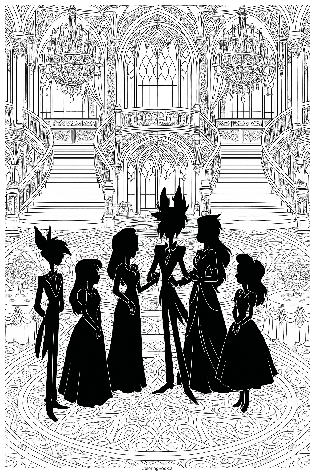 해즈빈 호텔의 그랜드 볼룸 색칠공부 페이지