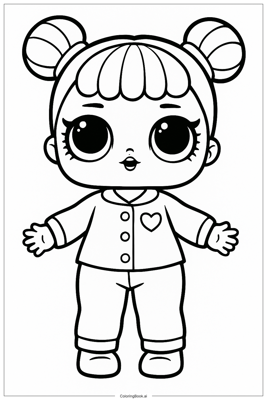 Página para colorir de Boneca Lol de Pijama