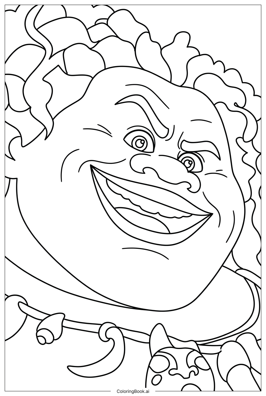  Moana 2 Maui zwinkert mit schelmischem Grinsen Ausmalseite 