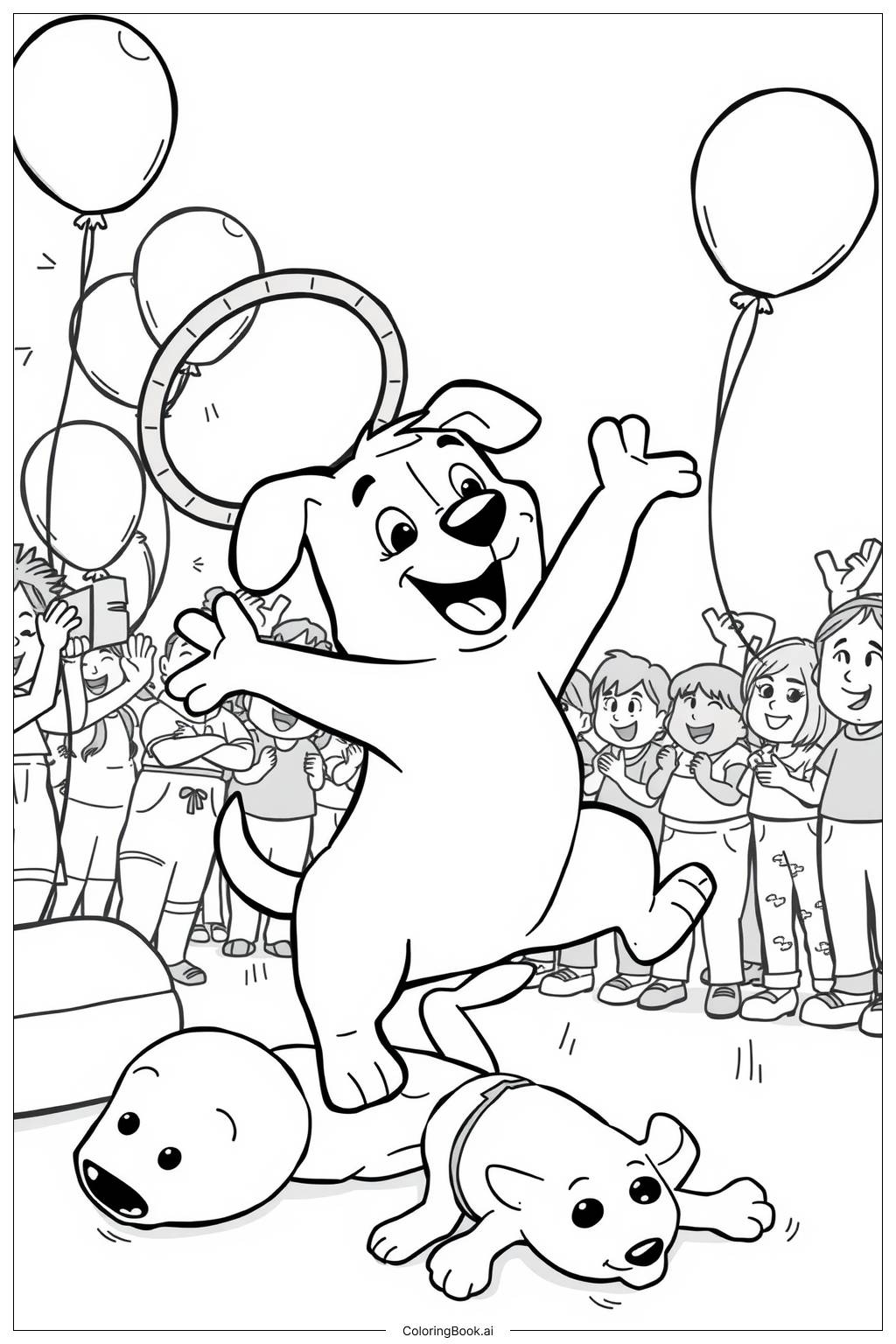  Halloween Dog Party Coloring Page 