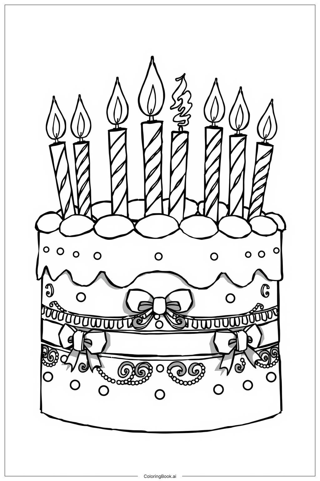  Sweet Cake Candles-2 Coloring Page 