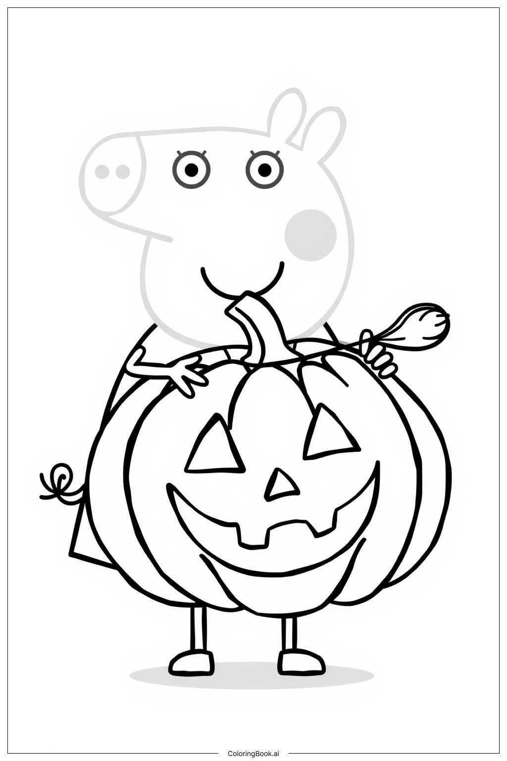  Página para colorear de página de colorear de calabaza de Halloween de Peppa 