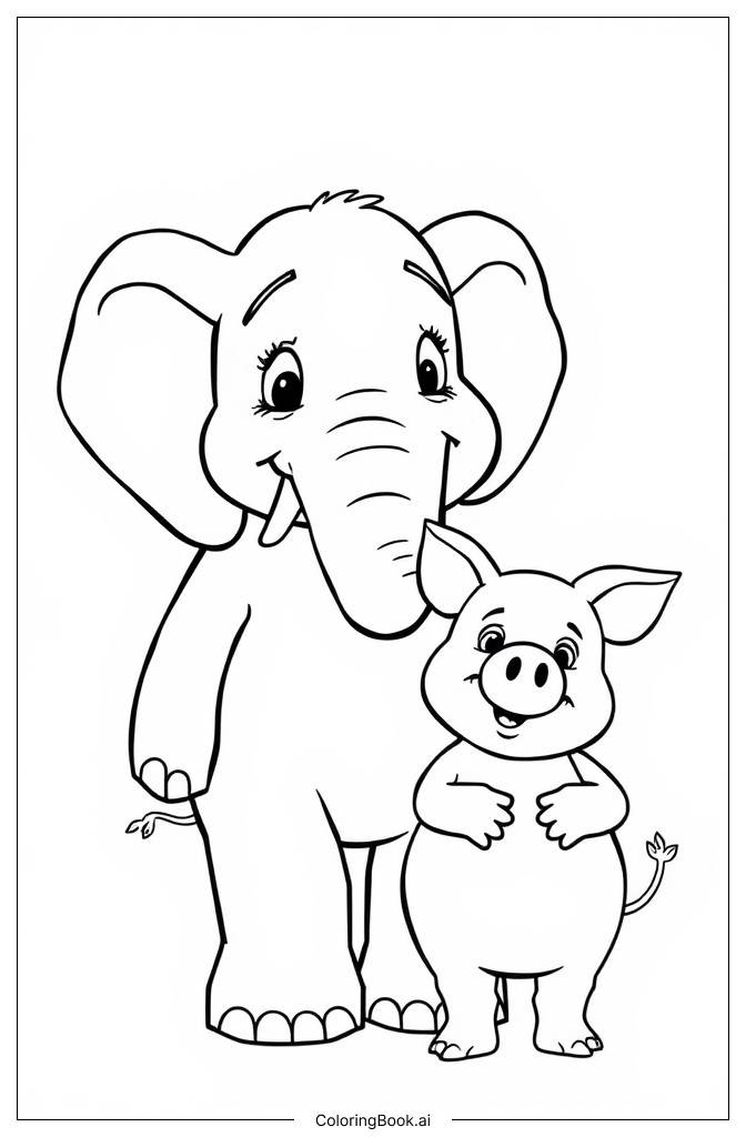  Elephant and Piggie Coloring Page 