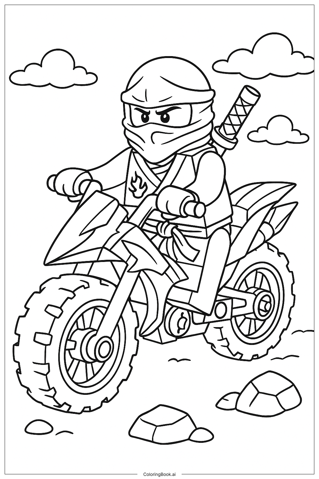 Página para colorear de Ninjago Kai's Blade Cycle