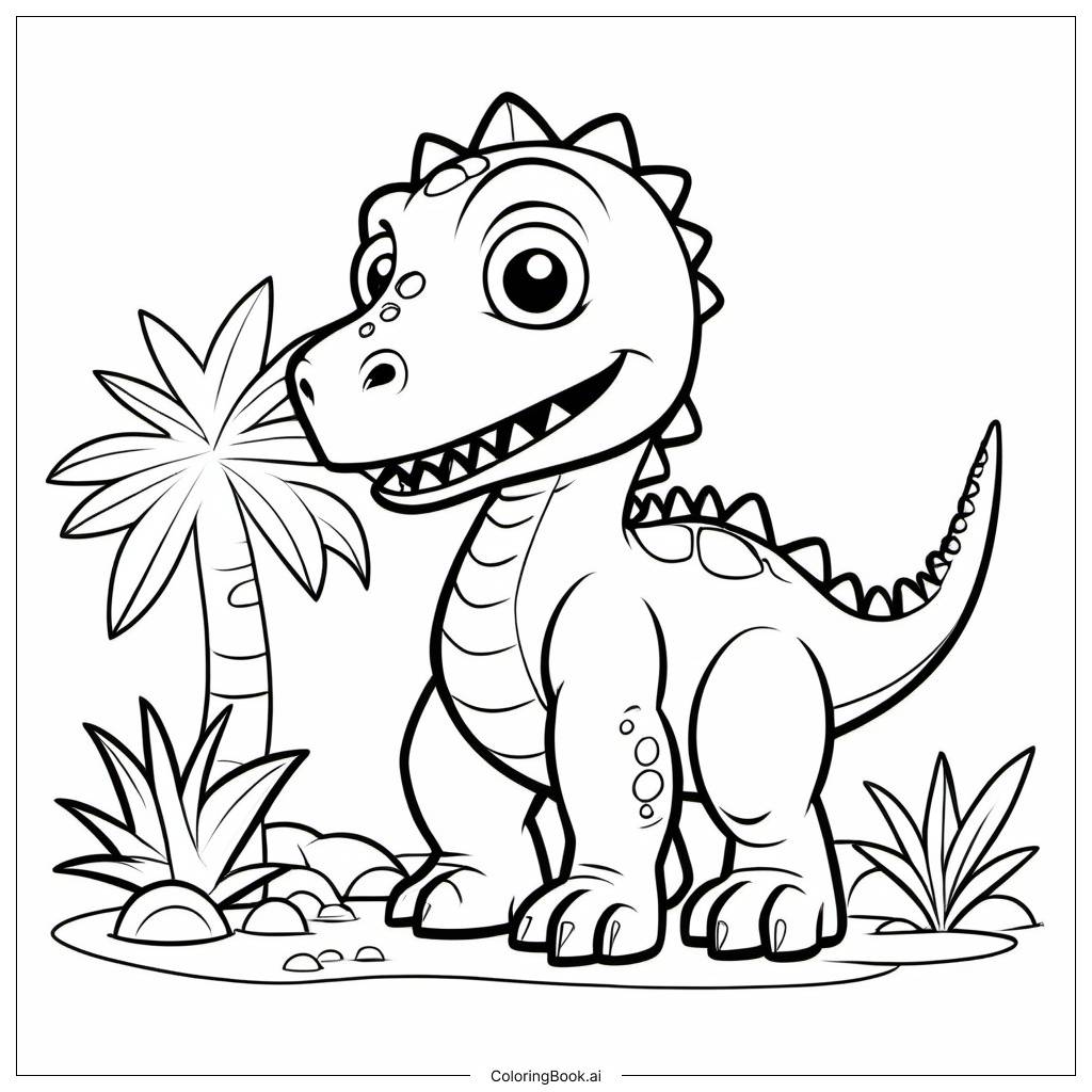  Página para colorir de bebê dinossauro 