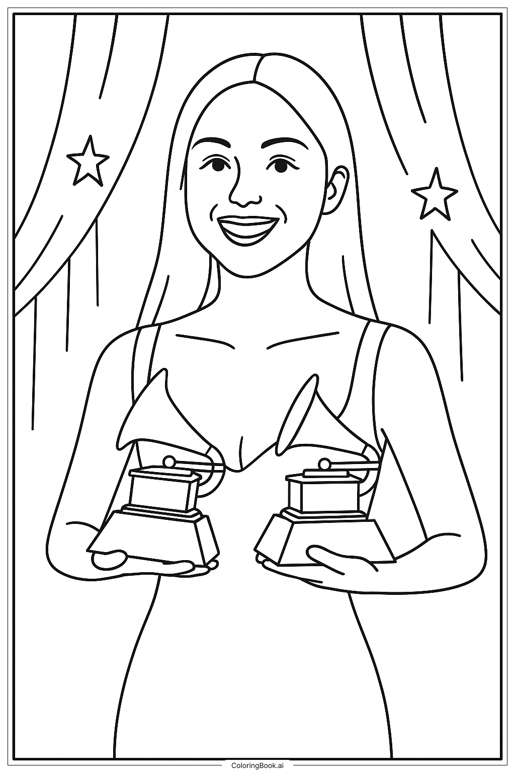  Olivia Rodrigo Holding Her Grammy Awards Coloring Page 