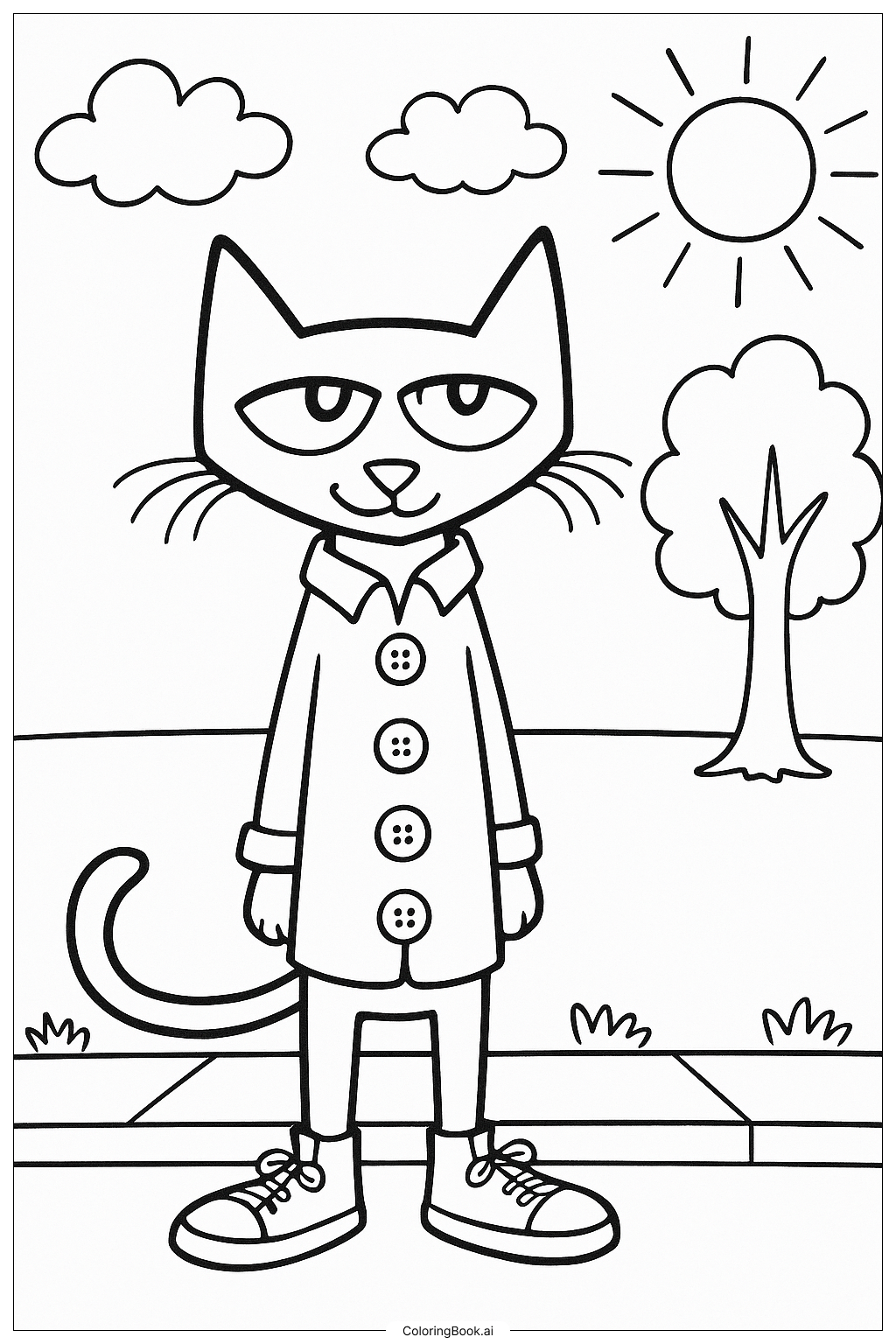  猫皮特和他的四个酷炫纽扣填色页 