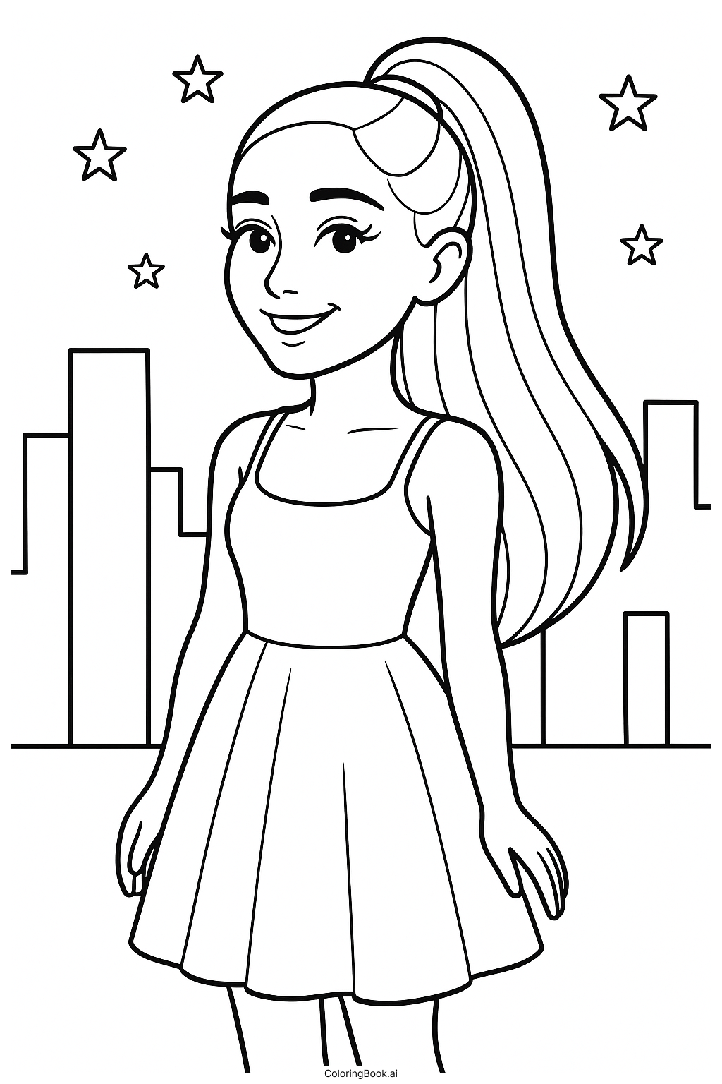  Página para colorear de Ariana Grande del video No Tears Left To Cry 