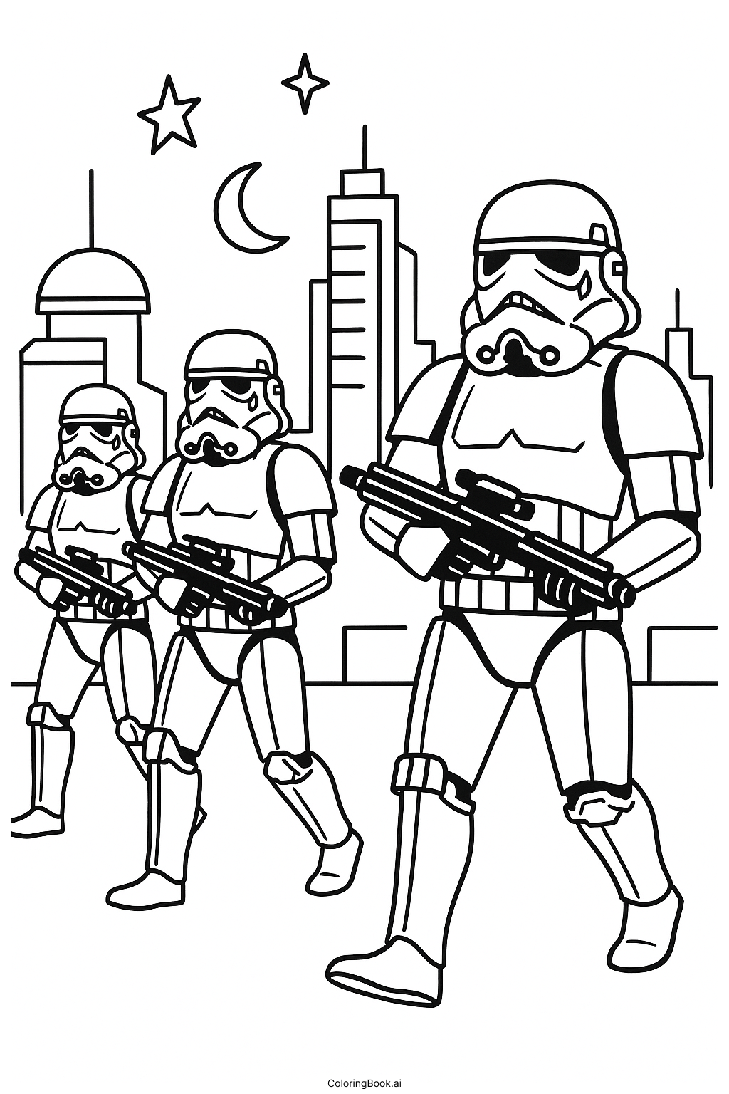  Page de coloriage Stormtroopers de Star Wars en Patrouille 