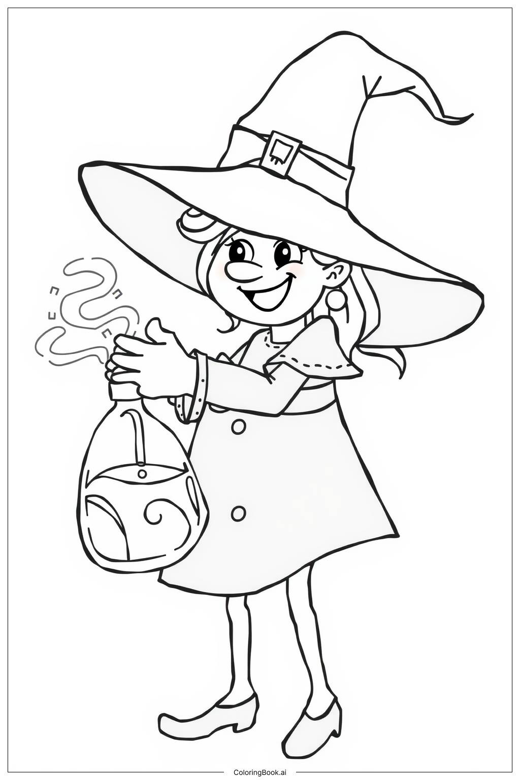  Page de coloriage fabrication de potion de sorcière 