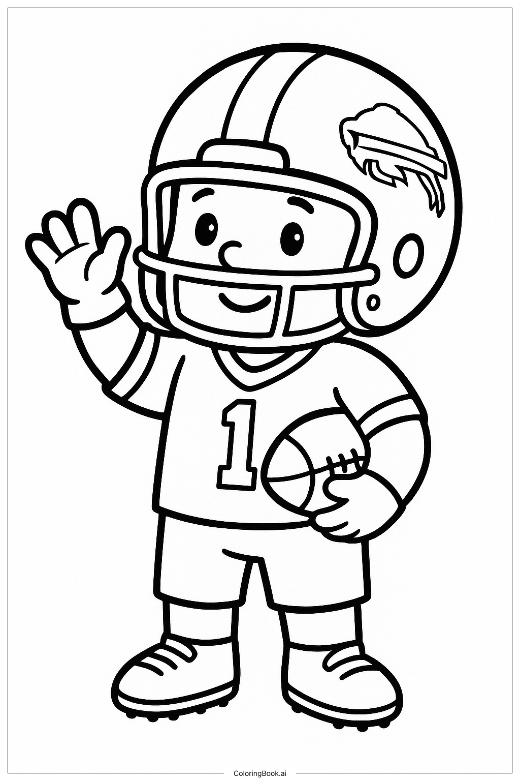  Trang tô màu Cầu thủ Buffalo Bills vẫy tay chào 