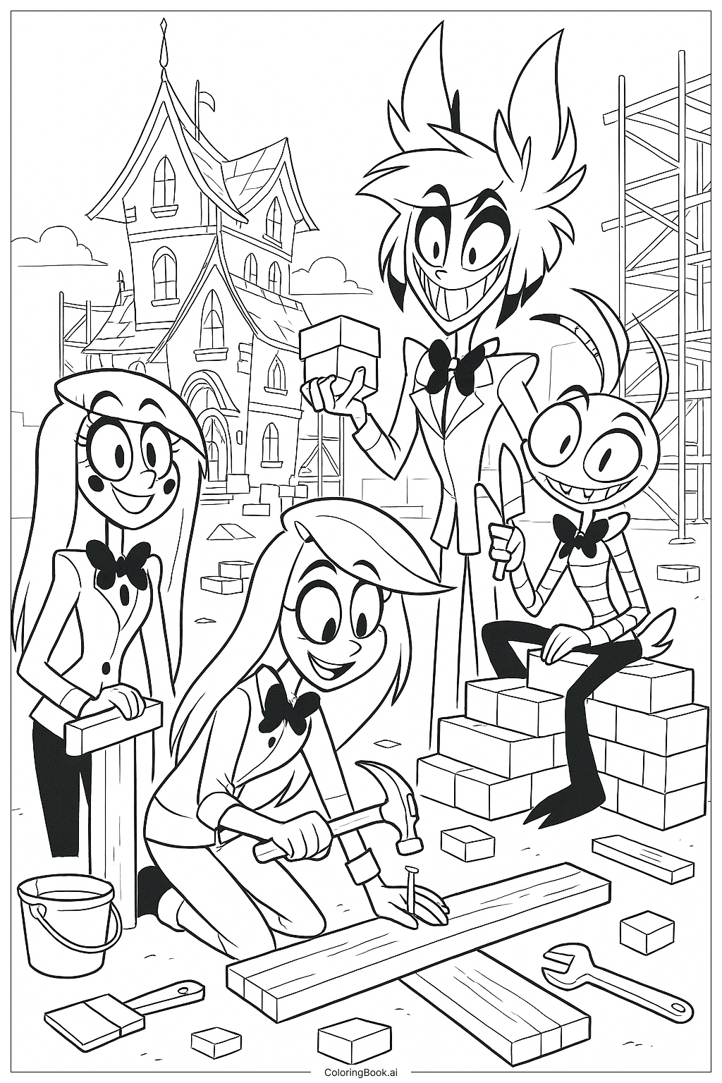 Hazbin 호텔 재건축 색칠공부 페이지