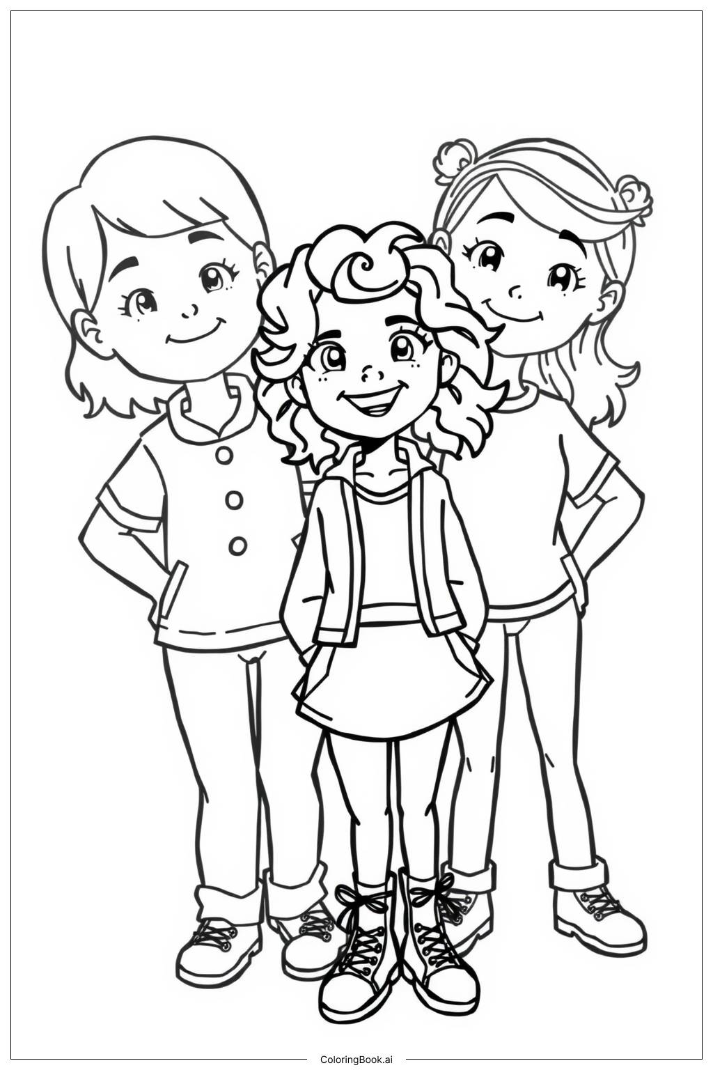  Black Girl Laughing with Her Best Friends Coloring Page 