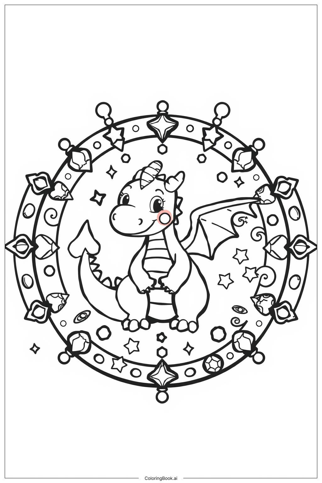  Dragon Mandala Universe Coloring Page 