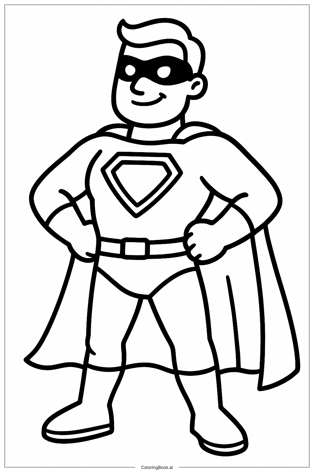 Klassischer posierender Superheld Ausmalseite