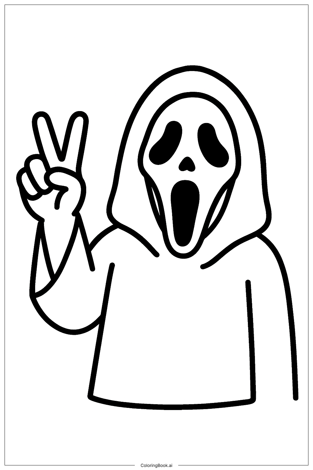  Página para colorear de Ghostface Haciendo el Signo de la Paz 