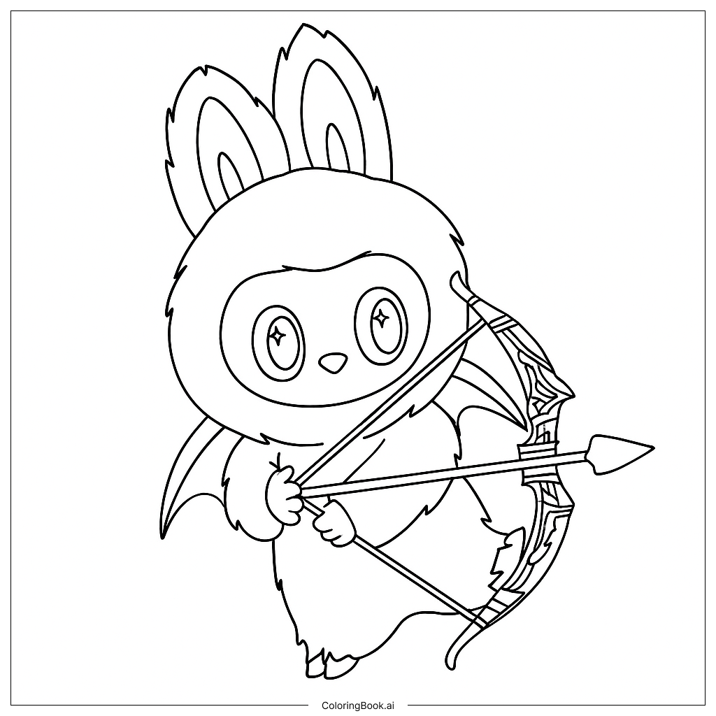  Página para colorir de Cupid Labubu 