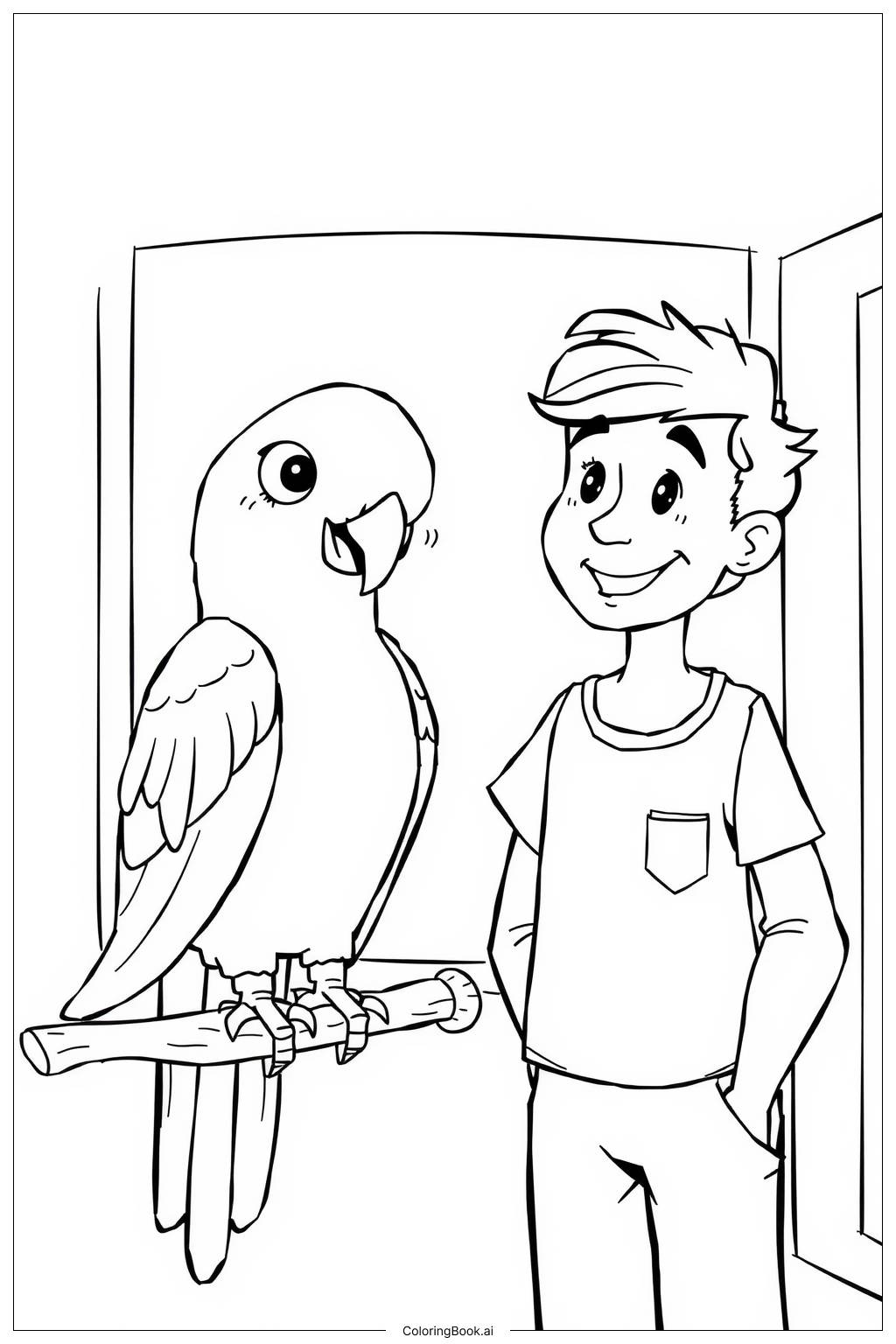  Parrot Talking to Its Owner Coloring Page 