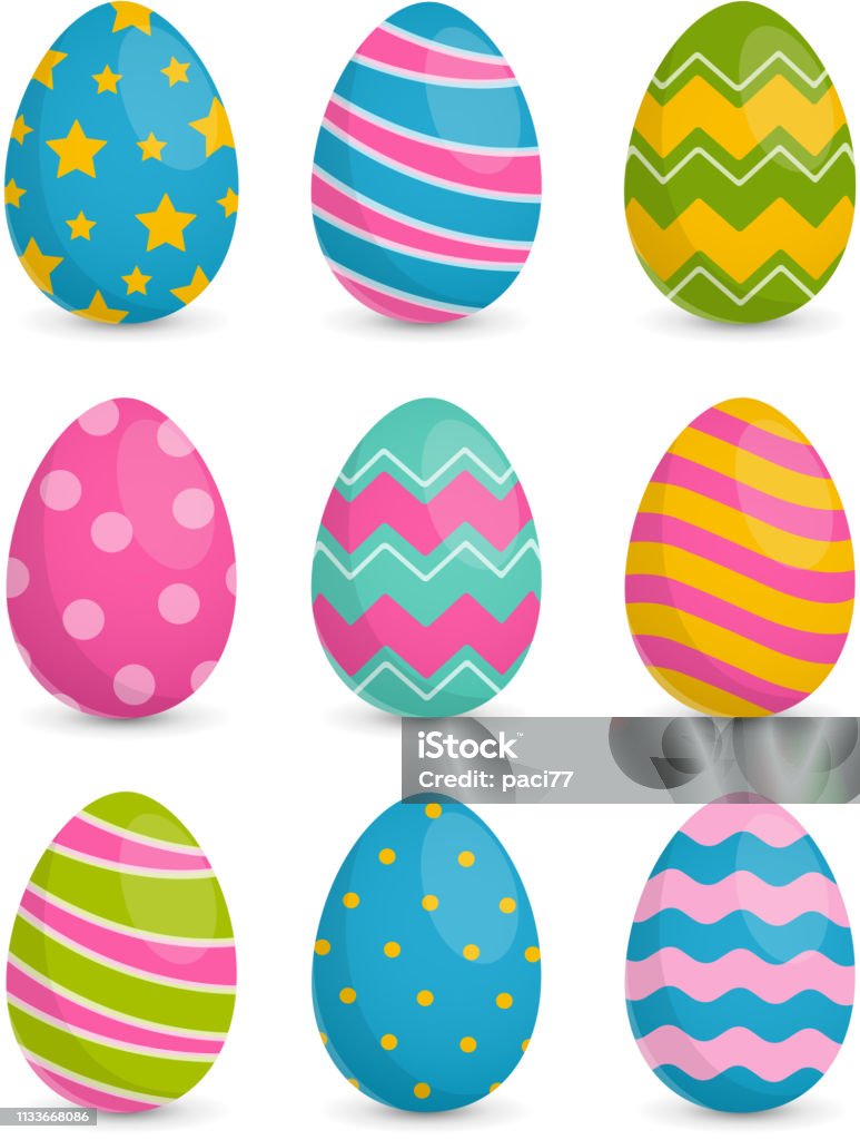 Designs Coloridos de Ovos de Páscoa para Páginas de Colorir Divertidas da Primavera