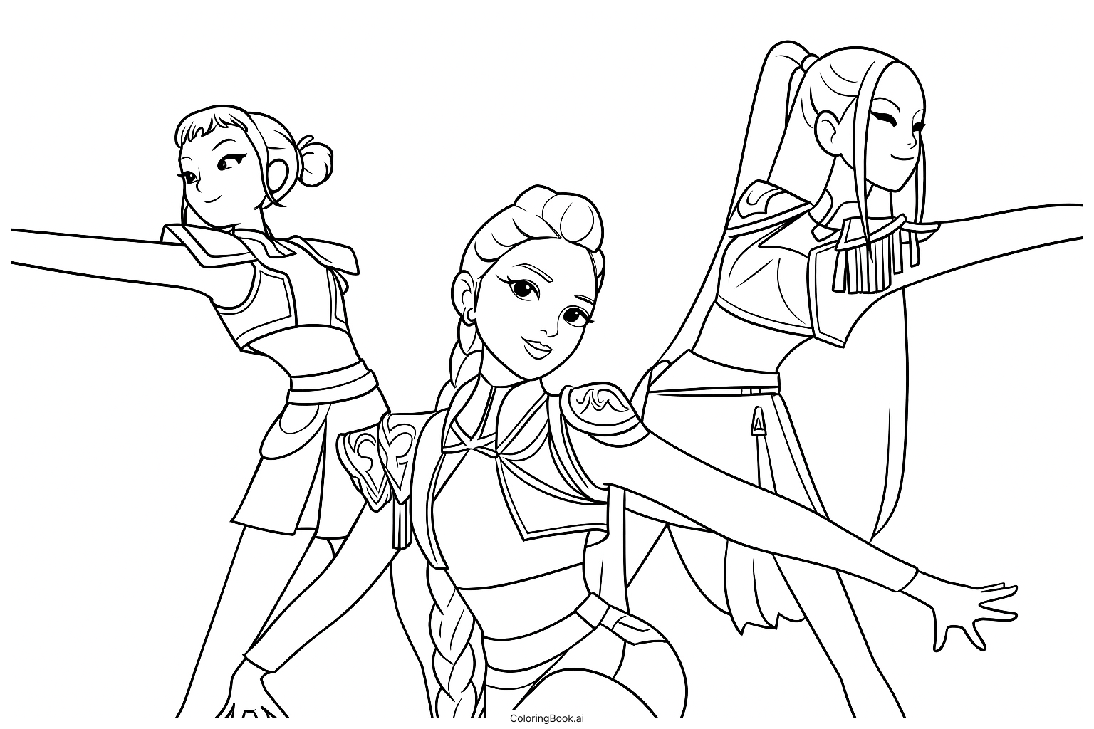 HUNTR X in a Dance Pose Coloring Page