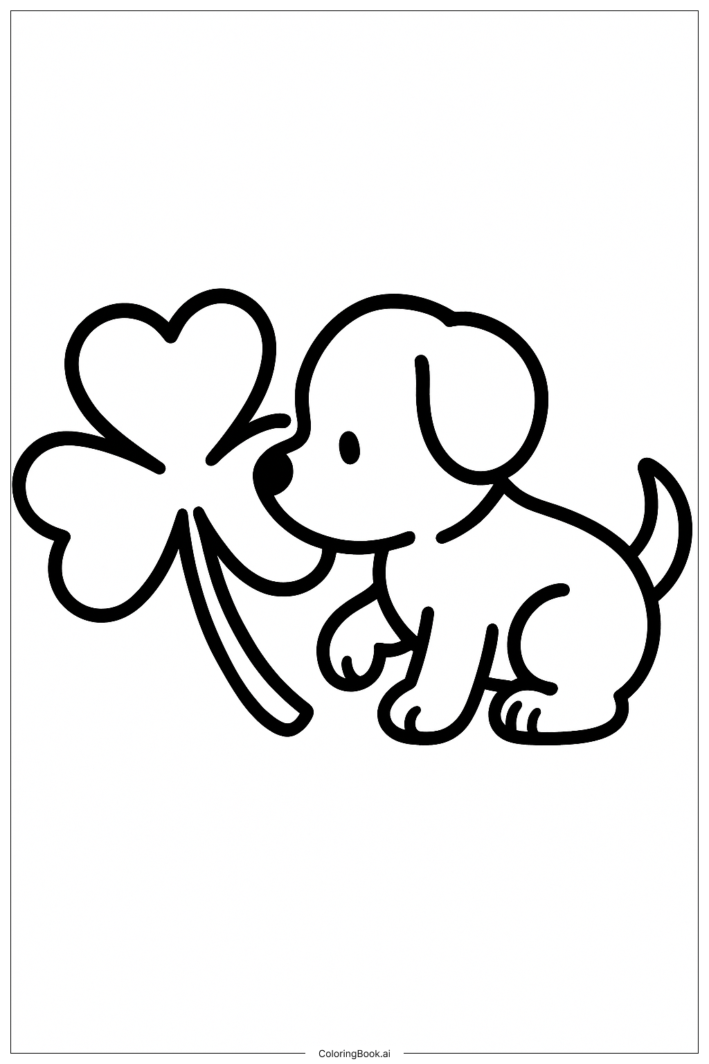  Página para colorir de Um Cachorrinho Encontrando um Trevo 