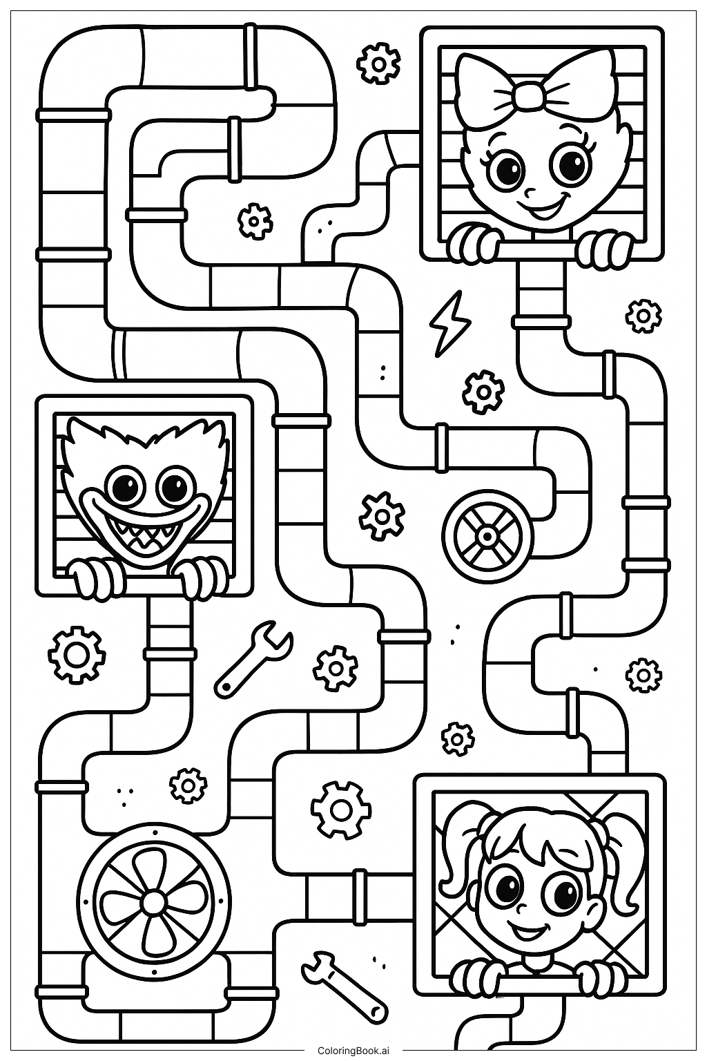  Poppy Playtime Chapter 2 Ventilation Maze Coloring Page 