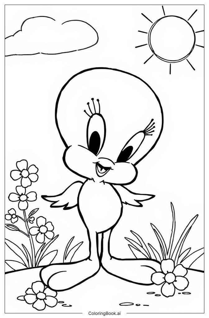  Página para colorear de Pájaro Tweety 