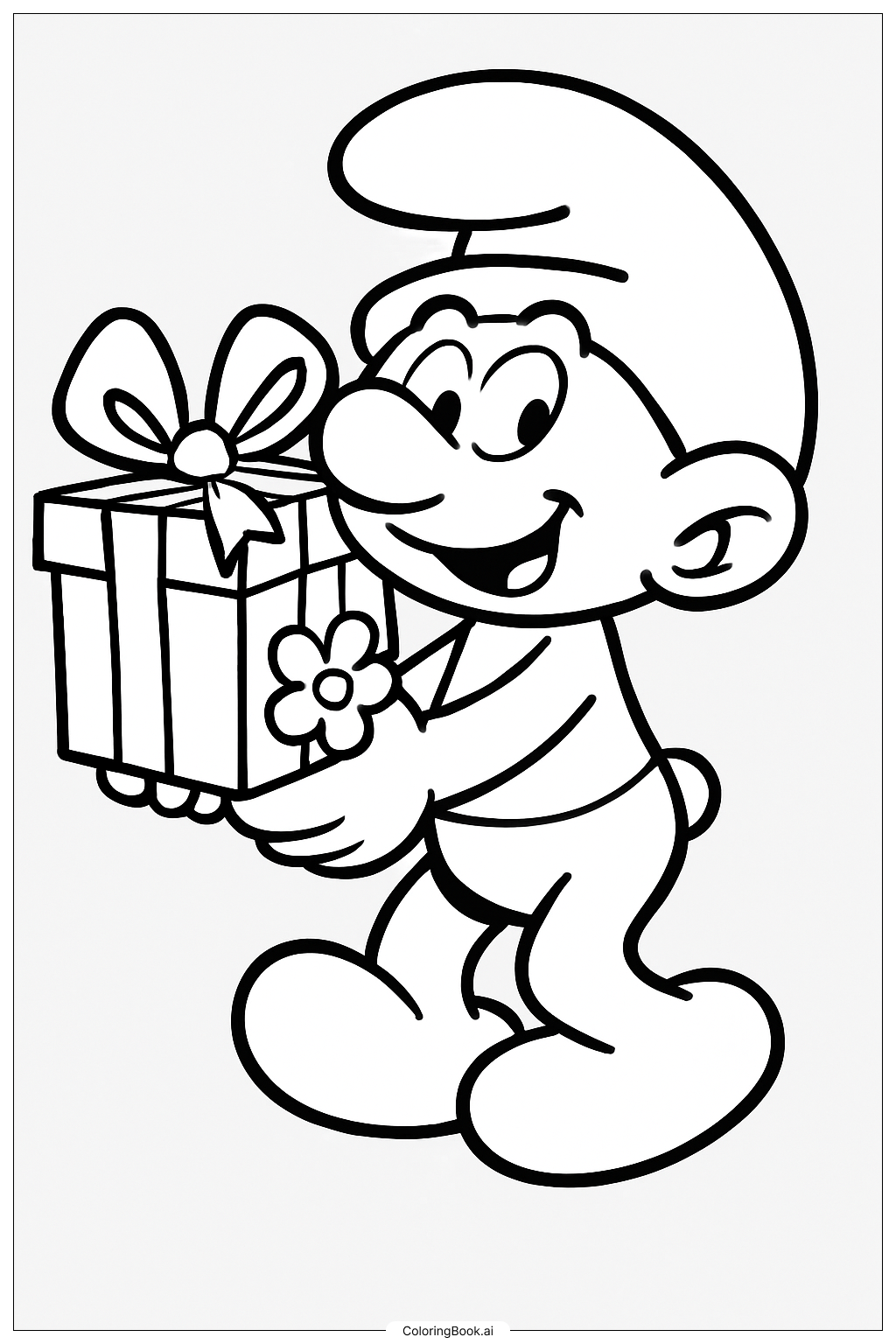  Jokey Smurf Holding A Surprise Box Coloring Page 