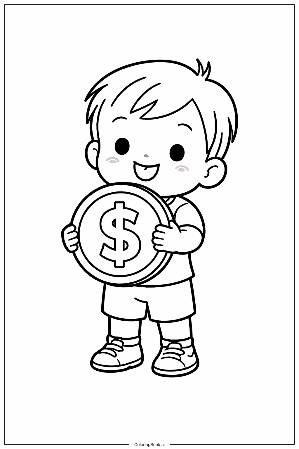  宝宝学数钱填色页 